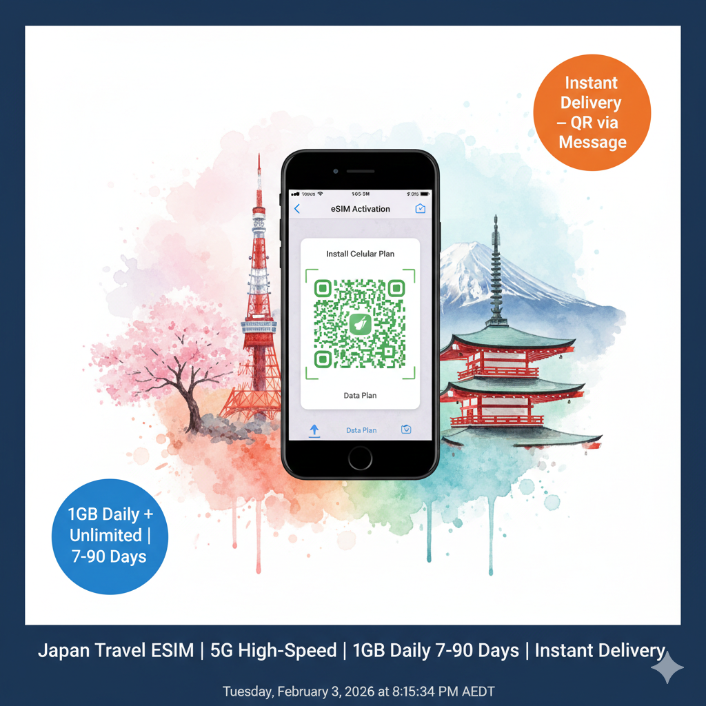 Japan Travel eSIM SoftBank KDDI Rakuten 5G/4G | 5GB-50GB Data 7-30 Day | Prepaid