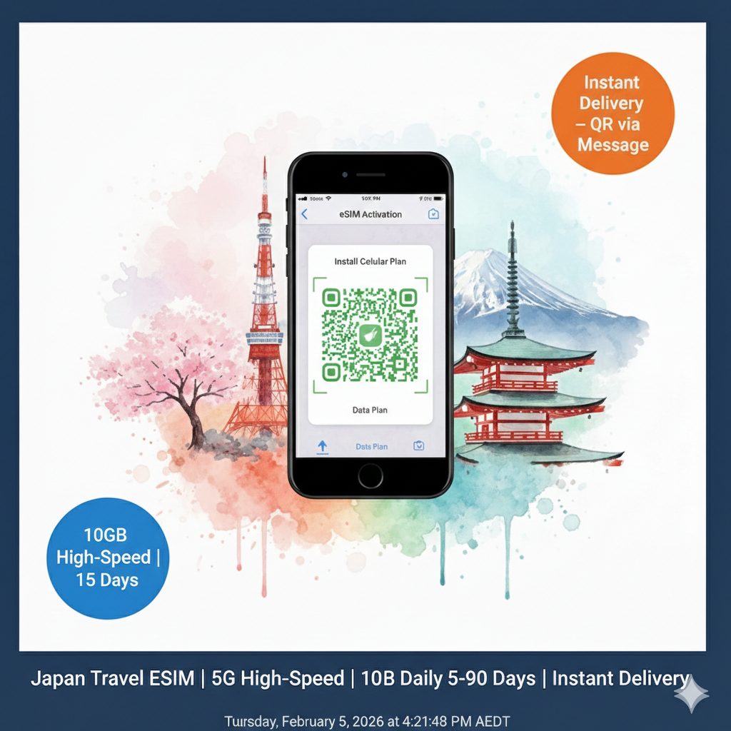 Japan Travel eSIM | 5G KDDI SoftBank | 15 Days 10GB High-Speed Data